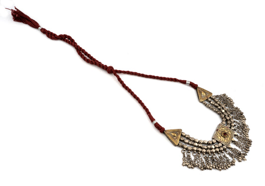 925 Sterling Silver Oxidized Two Tone Statement Necklace