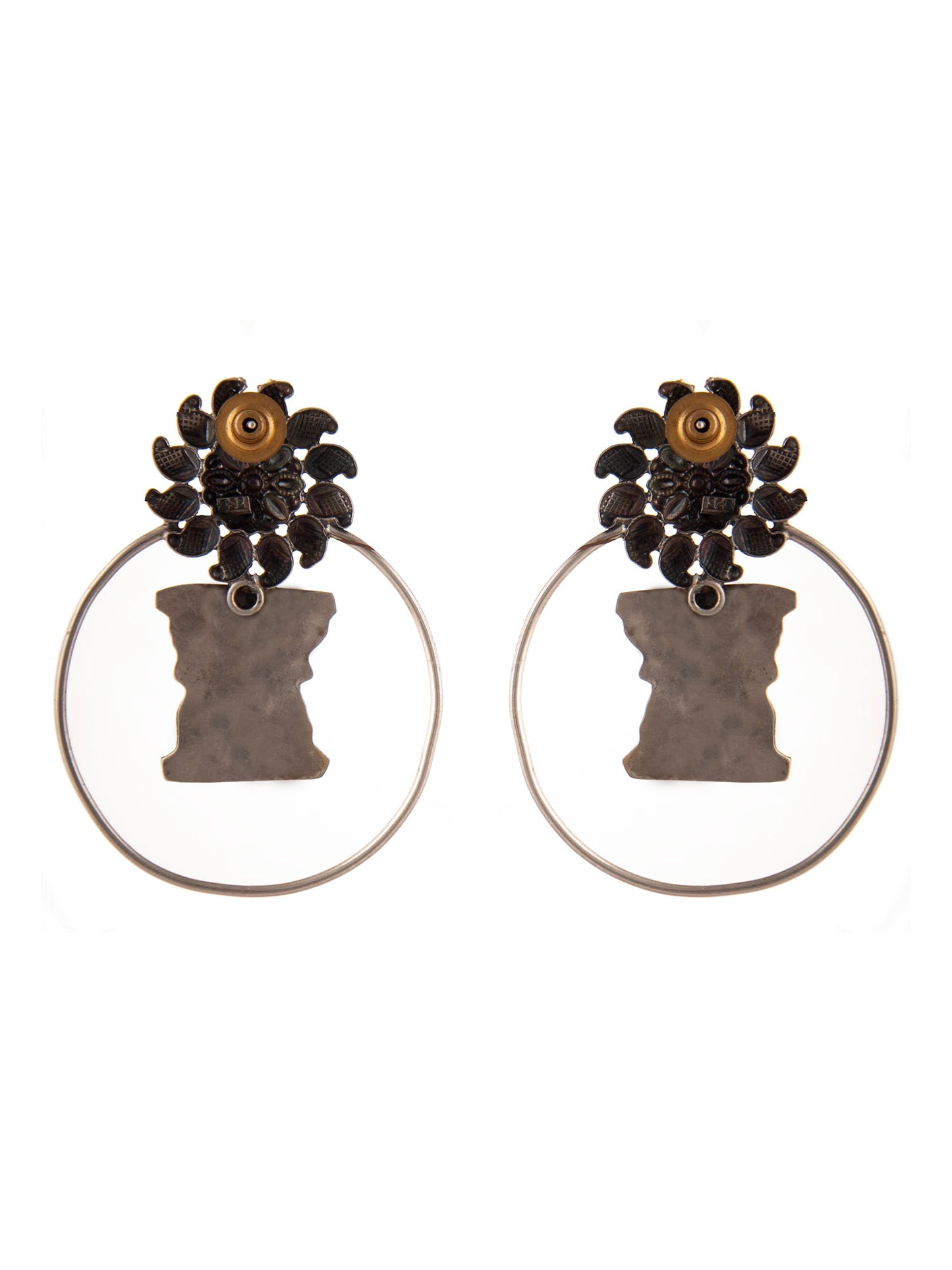 925 Sterling Silver Two Tone 22K Gold Plated Studs Earring With Pink Ruby and White Kundan