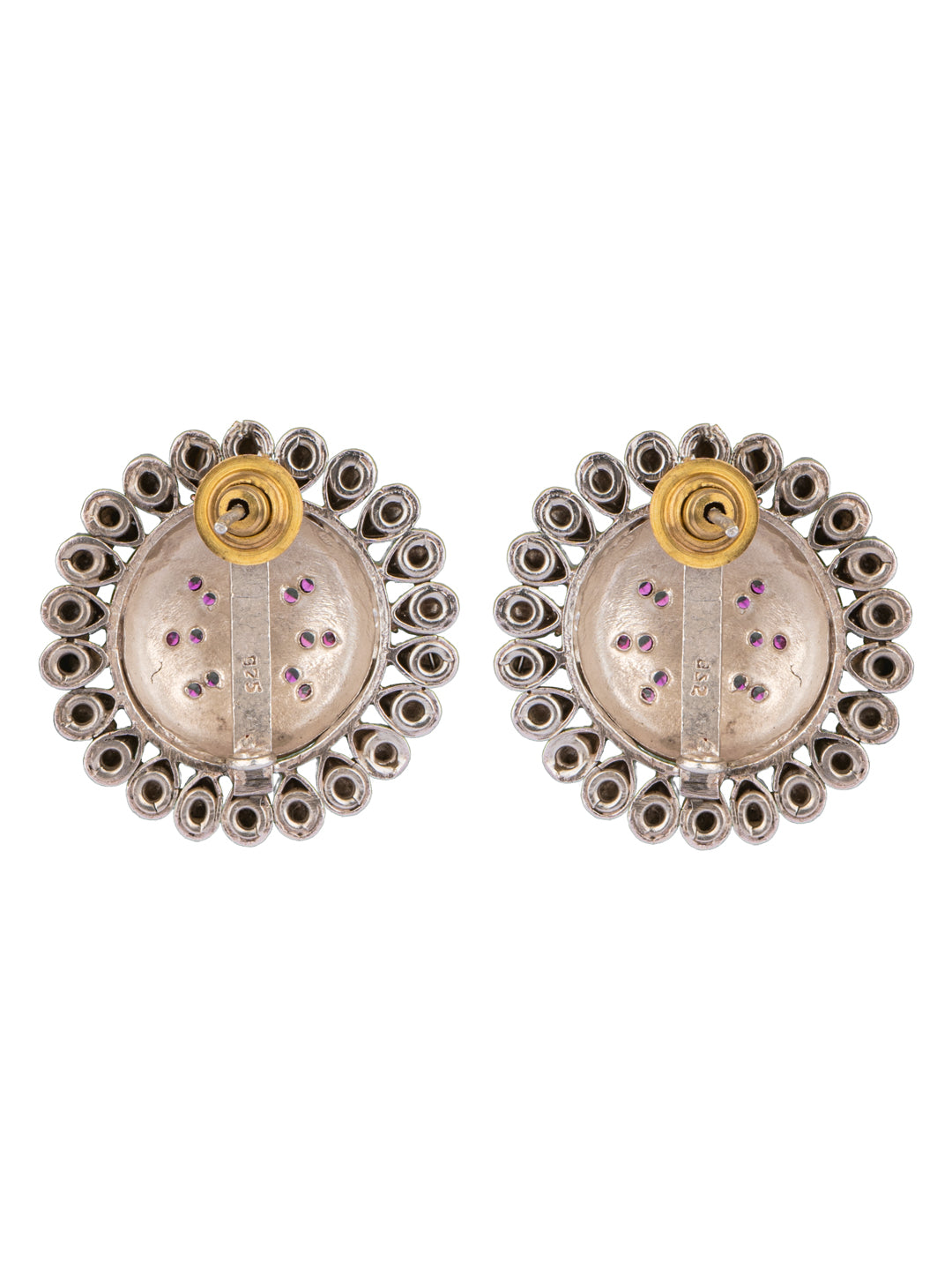 925 Sterling Silver Two Tone Floral Studs