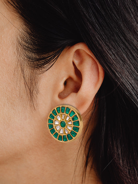 925 Sterling Silver Gold Plated Kundan Studs