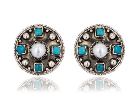 925 Sterling Silver Studs with Turquoise Gemstone