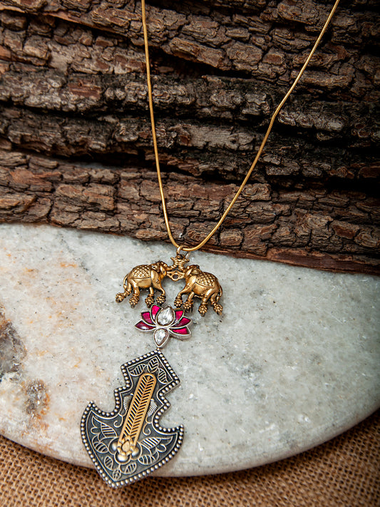 Fusion Silver Elephant Bloom Necklace