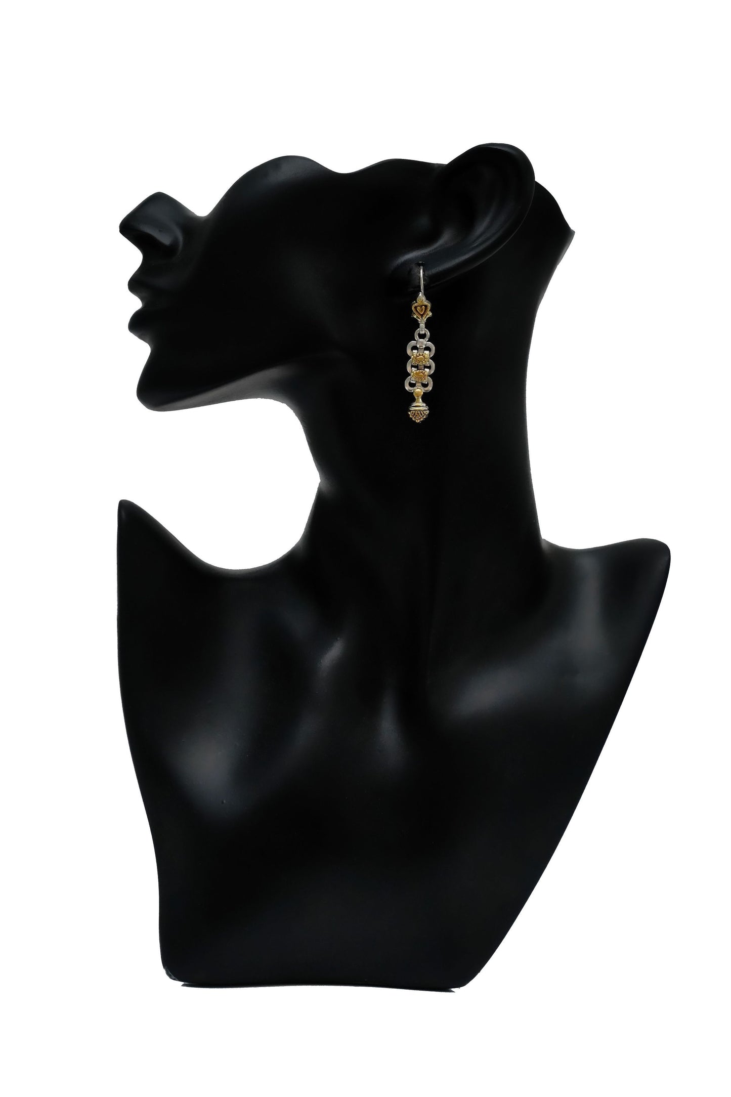 925 Silver Two Tone Danlger Earrings - Neeta Boochra Jewellery