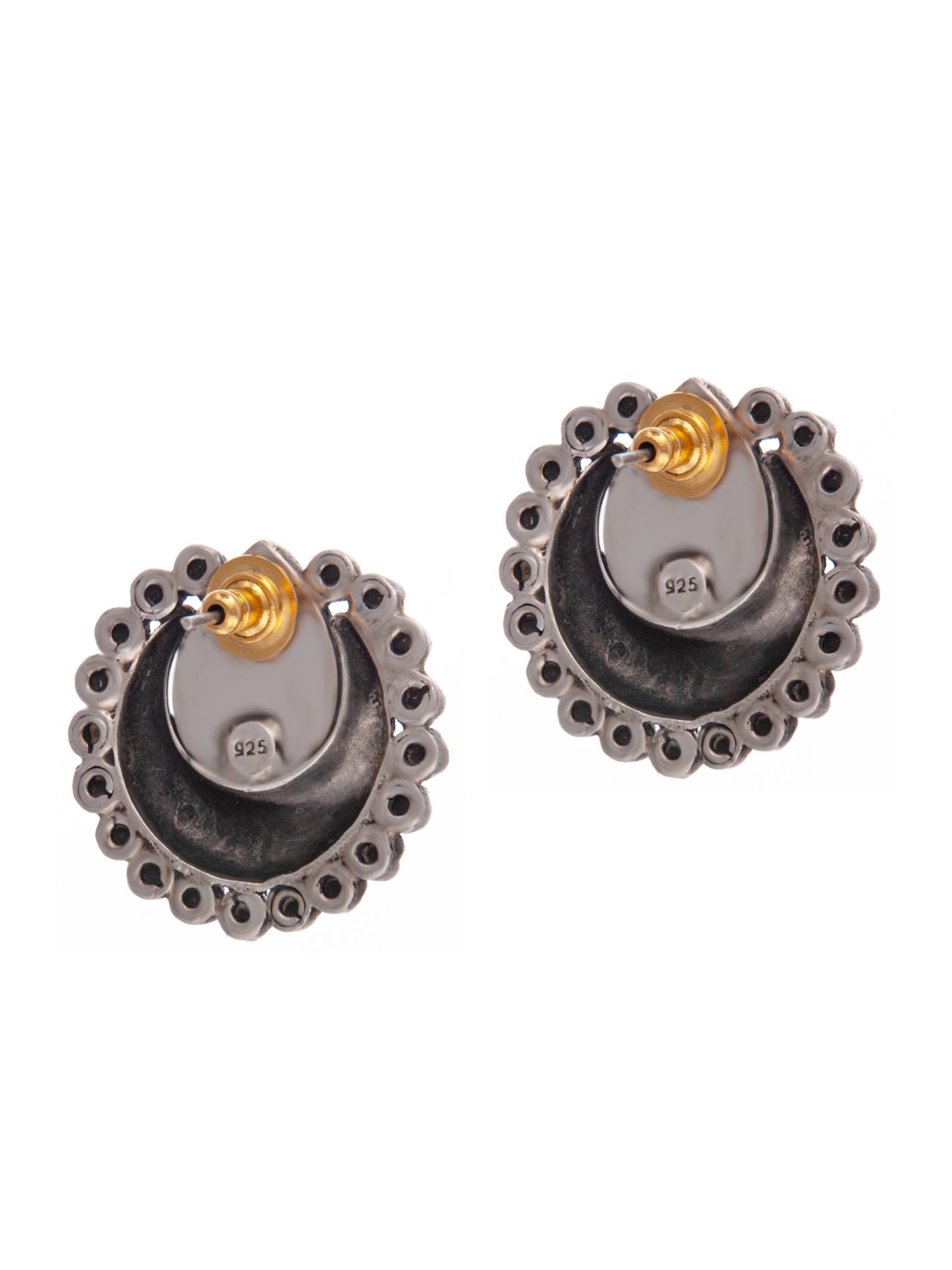 Silver Green White Kundan Studs