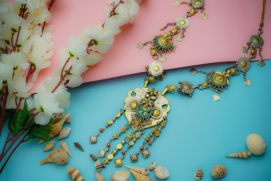 925 Silver Two Tone Tribal Oxidized Necklace - Neeta Boochra Jewellery