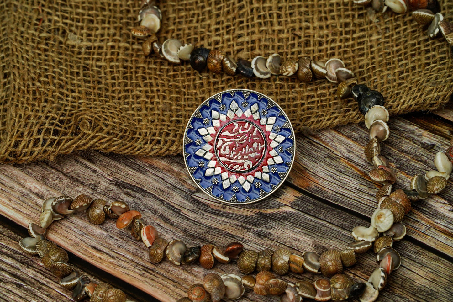 Mythical Blue and Red Meenakari Ring - Neeta Boochra Jewellery