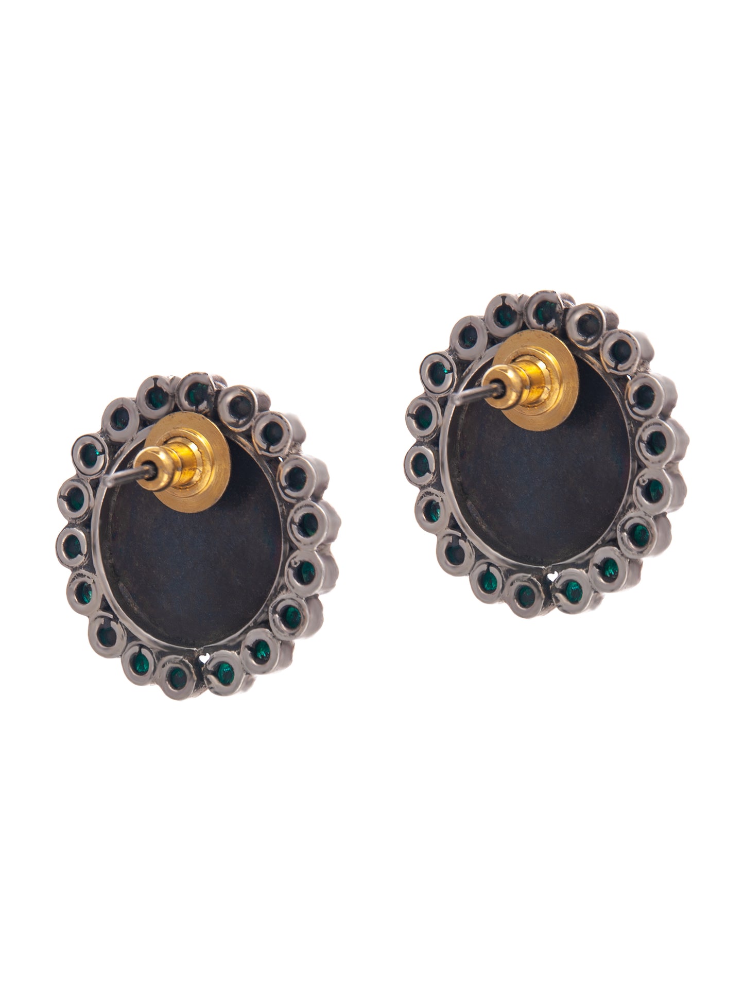 Silver Green Onyx Sunflower Studs
