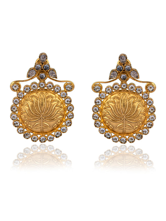 925 Sterling Silver Gold Plated Lotus Earrings