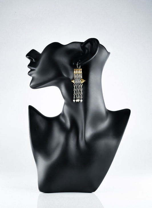 Pyramid and Dhol Two-Toned Earrings - Neeta Boochra Jewellery