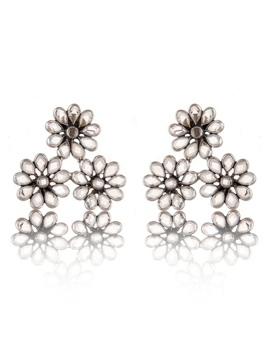 925 Sterling Silver Earring with Checker Crystal