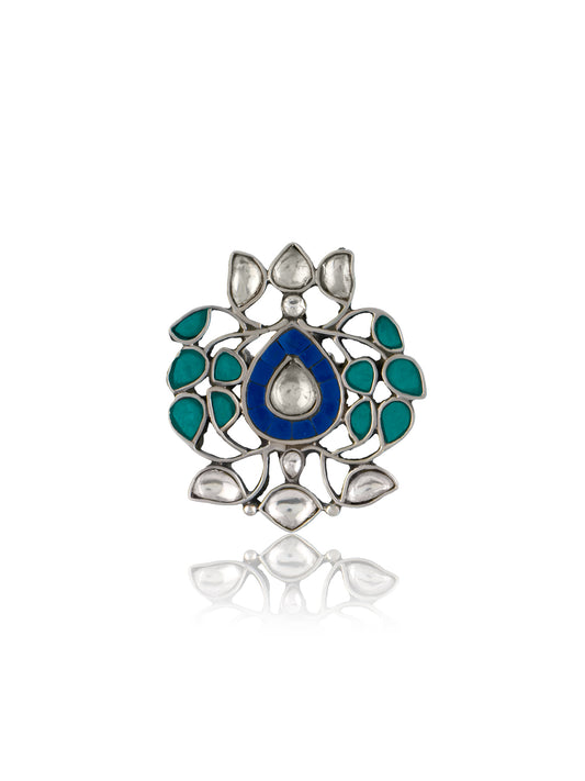 Multicolored Kundan Adjustable Ring