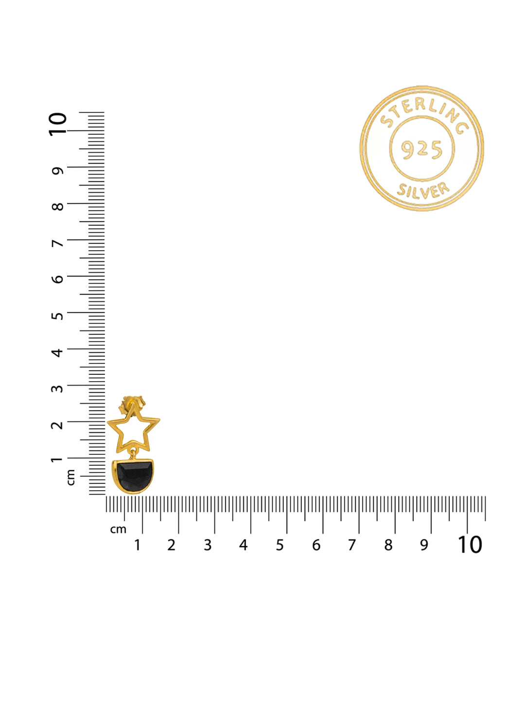 Gold Plated Star Studs with Black Onyx