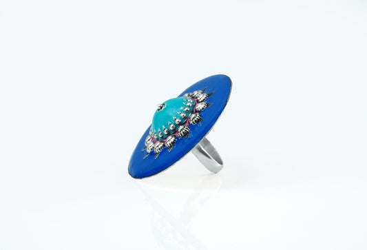 Cobalt and Sky Blue Ring - Neeta Boochra Jewellery