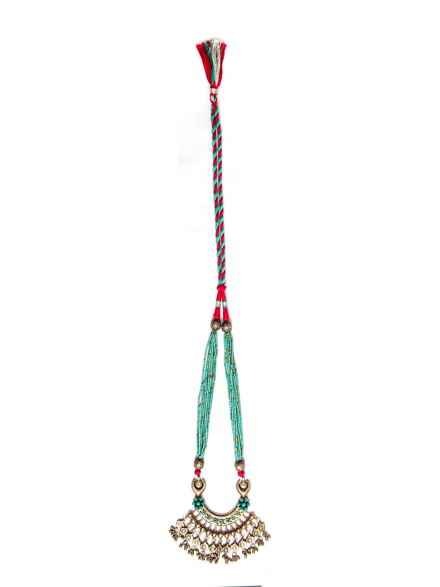 Silver Turquoise Beaded Necklace