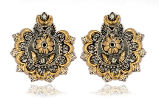 925 Sterling Silver Two Tone Chaand Earrings