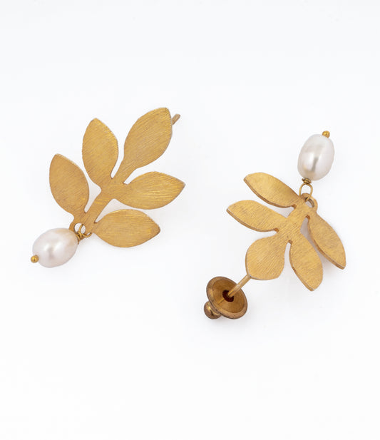925 Sterling Silver Gold Plated Earring with Pearl Drop