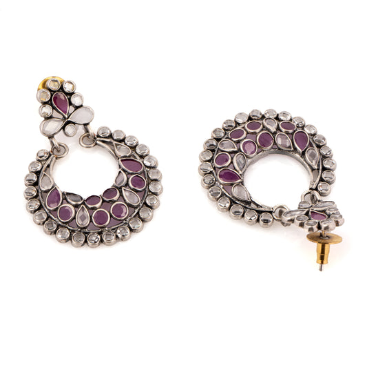 925 Sterling Silver Checker Crystal Earrings