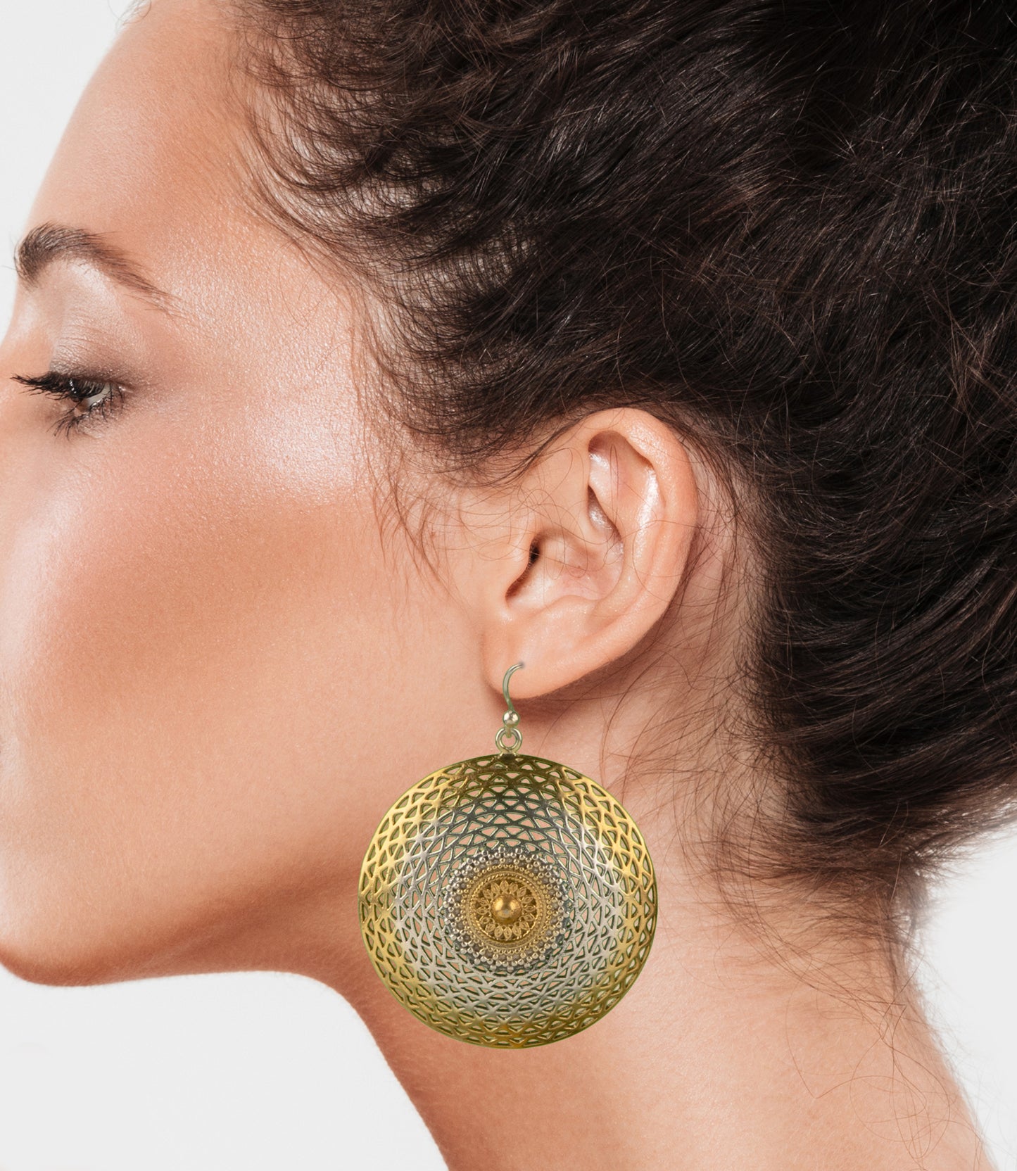 925 Sterling Silver Two Tone Mesh Earrings