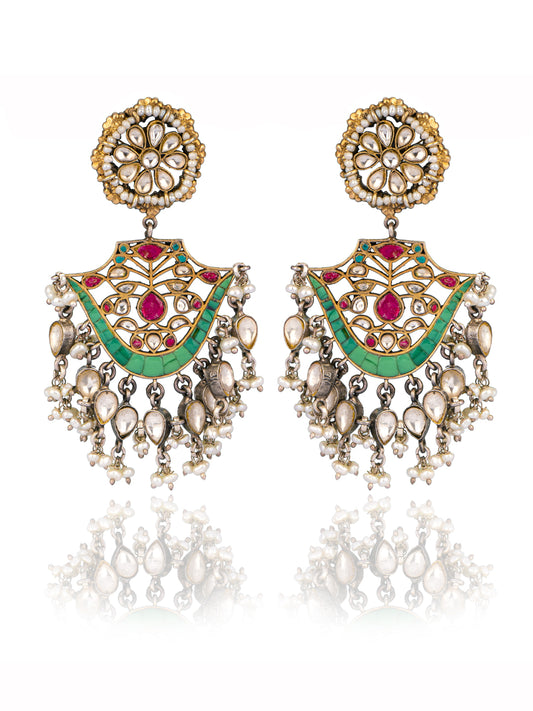 925 Sterling Silver Signature Kundan Chaandbali