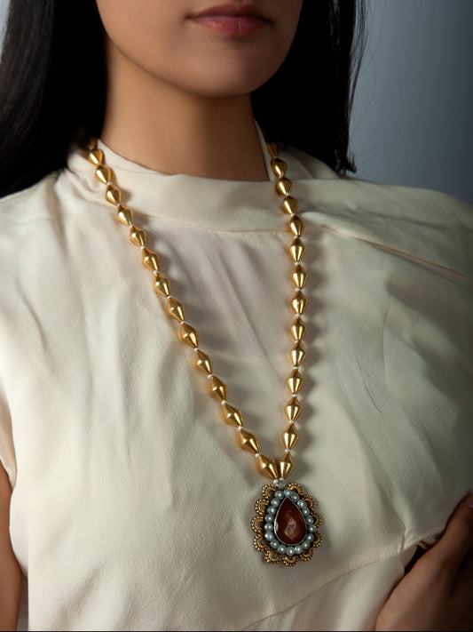 925 Sterling Silver Beaded Necklace with Carnelian