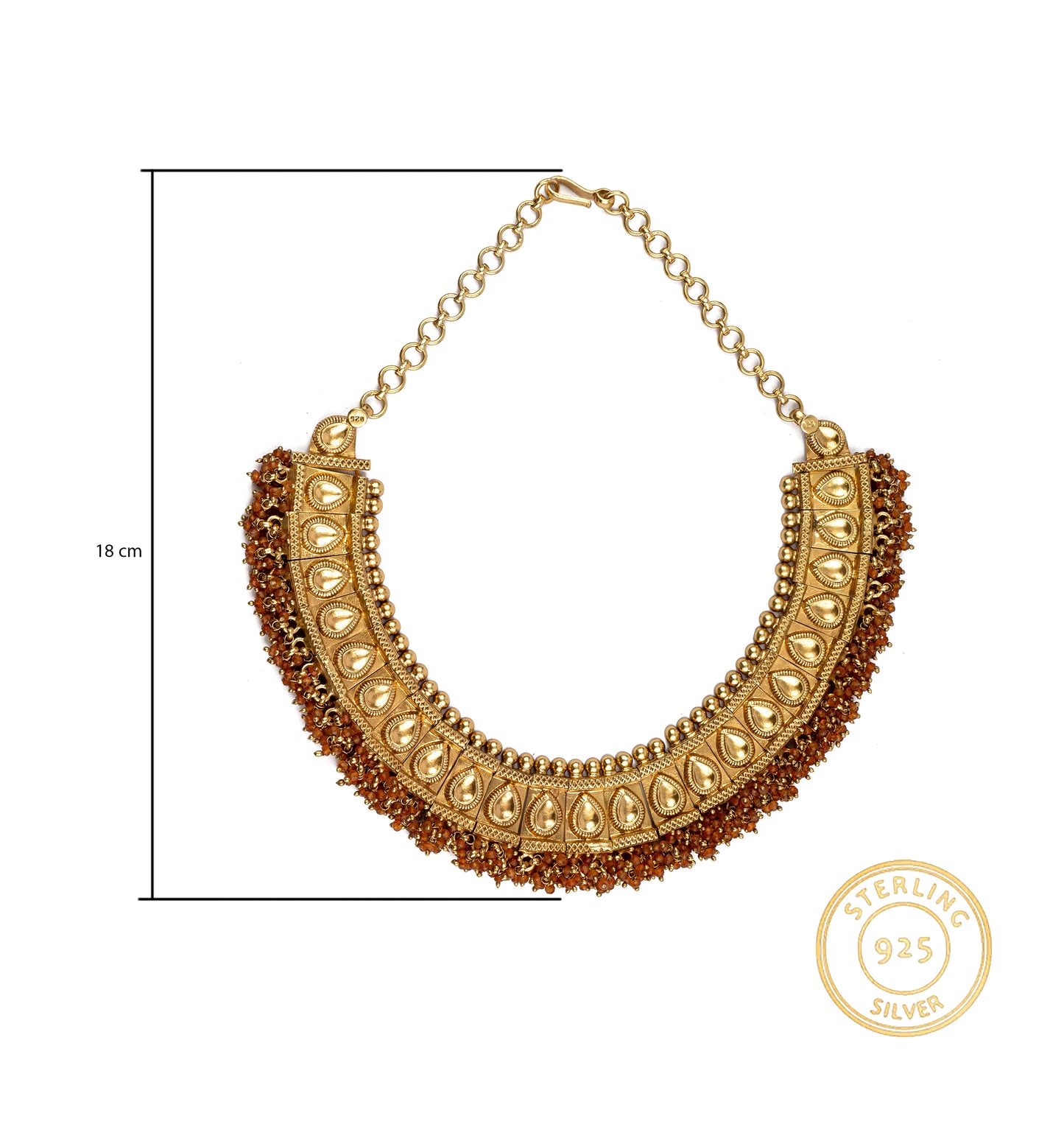 925 Sterling Silver Gold Plated Statement Necklace