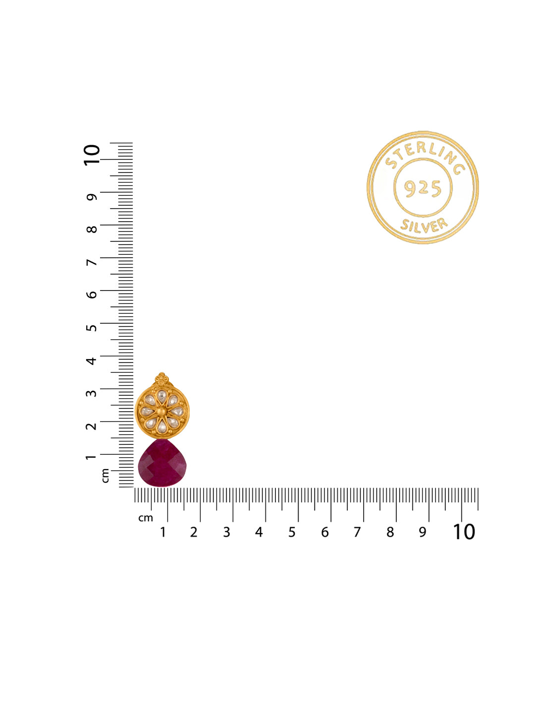 Gold Plated Floral Studs with Ruby