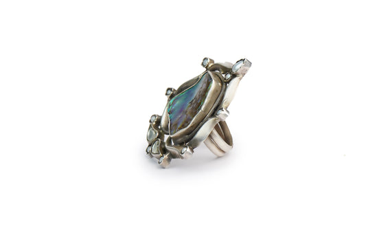 Mother of Pearl 925 Silver Ring - Neeta Boochra Jewellery