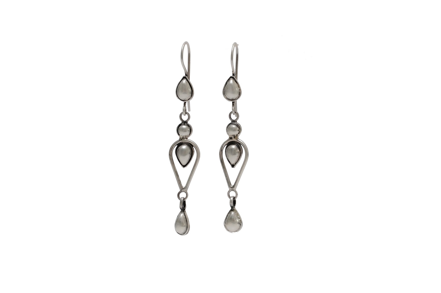 925 Silver Petal Dangler Earrings - Neeta Boochra Jewellery