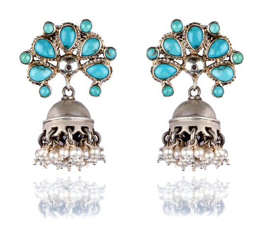 925 Sterling Silver Turquoise Jhumki