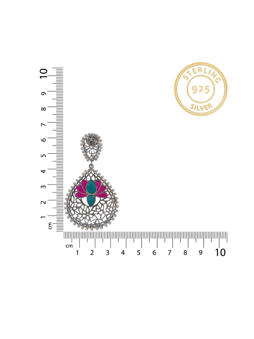 Mesh Earring with Lotus Motif