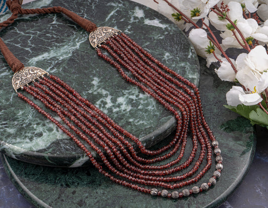 925 Sterling Silver Red Garnet Necklace