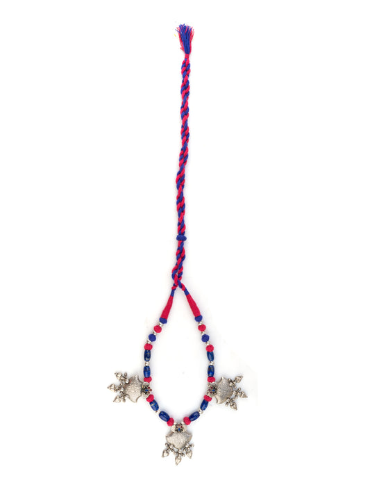 Antique Blue Lapis Beaded Necklace with Adjustable Patwa Thread