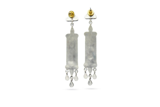 Silver Earrings with Yellow Glass - Neeta Boochra Jewellery
