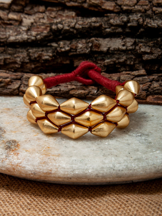 925 Sterling Silver Gold Plated Dholki Paunchi Bracelet (Dholki Bead Size – Big)