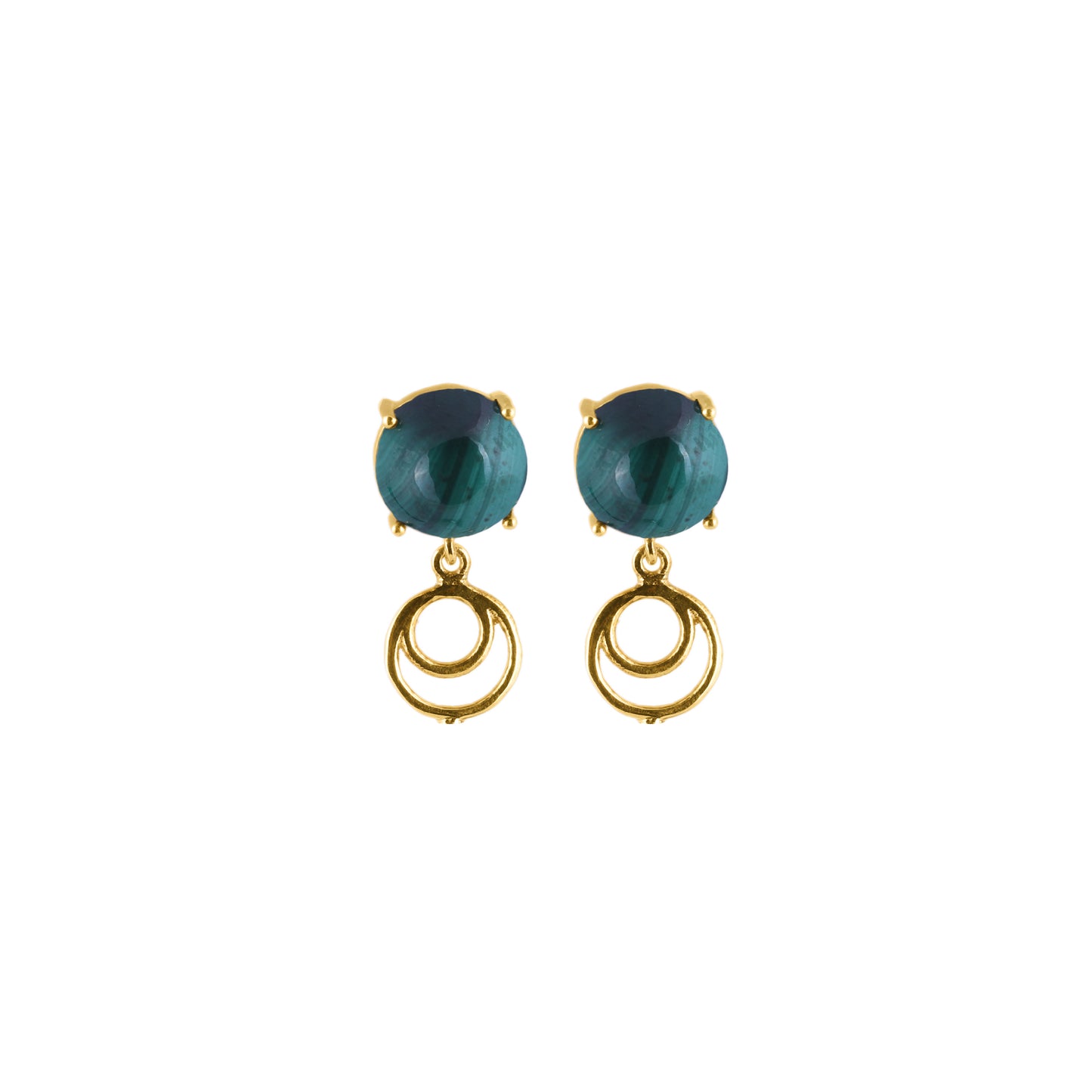 925 Silver Studs with Green Malachite Gemstone - Neeta Boochra Jewellery