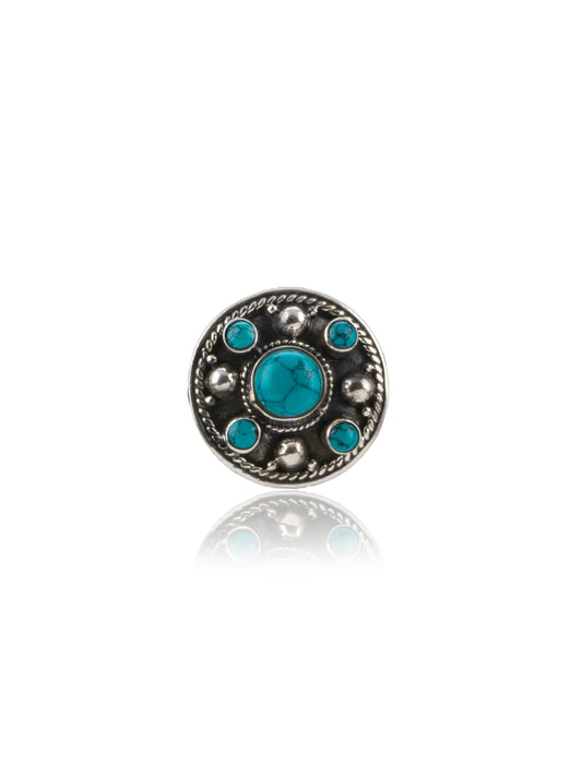 Turquoise Rawa work Adjustable Ring