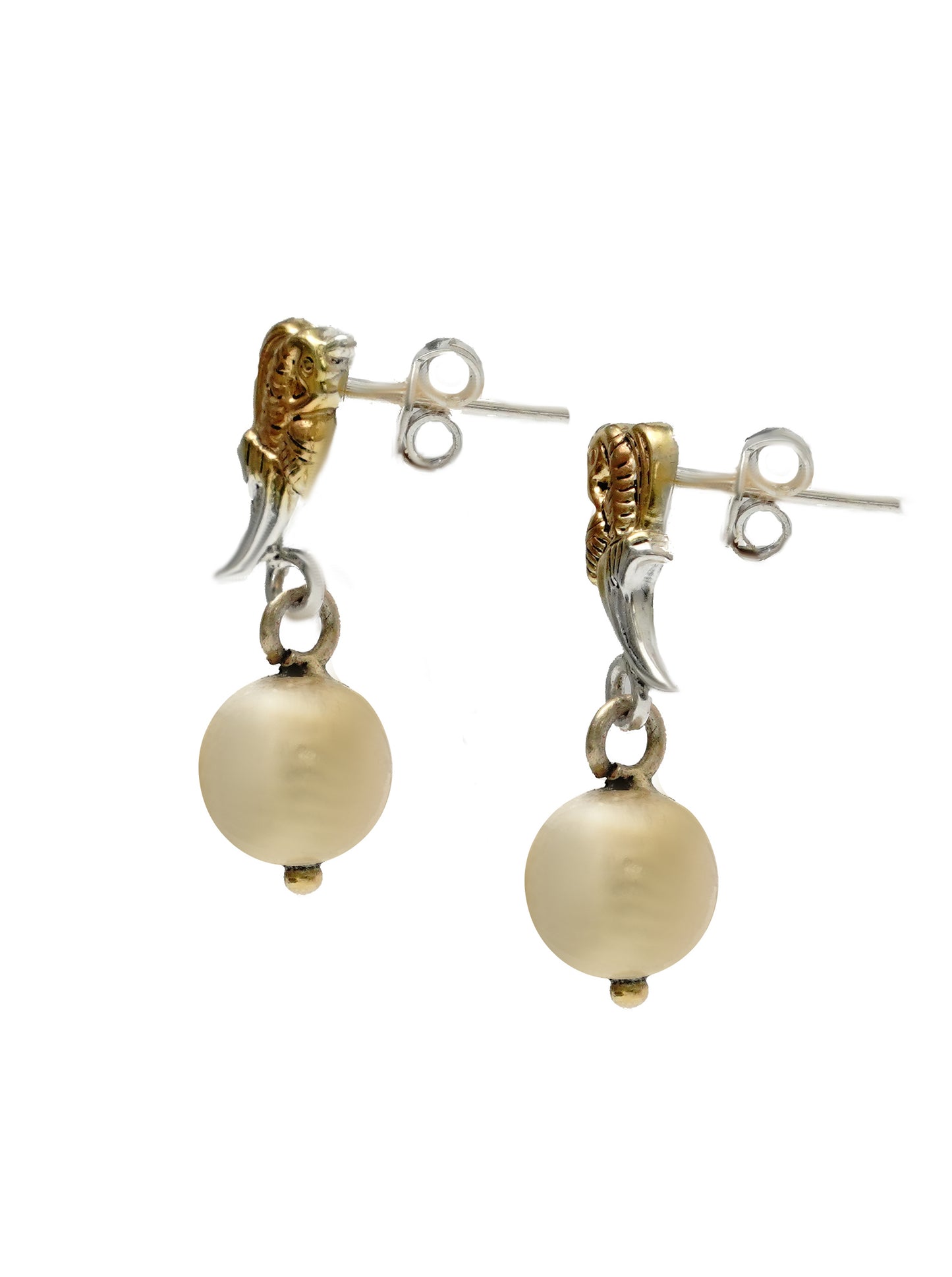 925 Silver Two Tone Twin Peacock Earrings - Neeta Boochra Jewellery