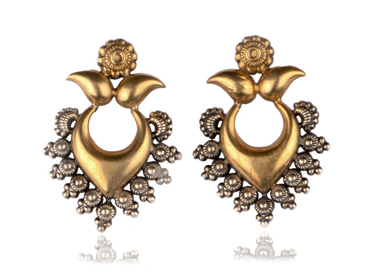 925 Sterling Silver Two Tone Earrings