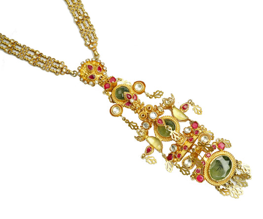925 Silver Gold Plated Multicolor Kundan Necklace - Neeta Boochra Jewellery