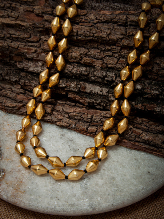 925 Sterling Silver Gold Double Layered Dholki Necklace (Size – Big)