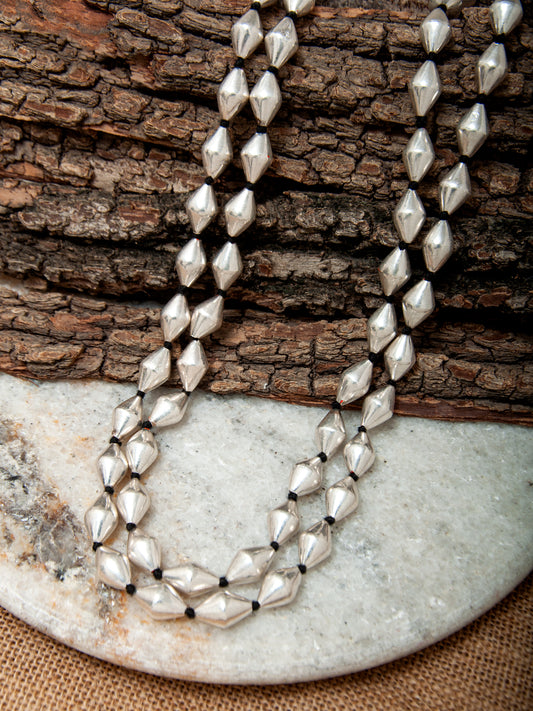 925 Sterling Silver Double Layered Dholki (Size : Small) Necklace