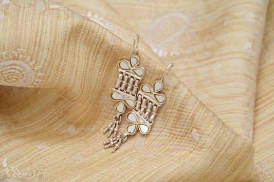 925 Silver Earrings with White Glass - Neeta Boochra Jewellery