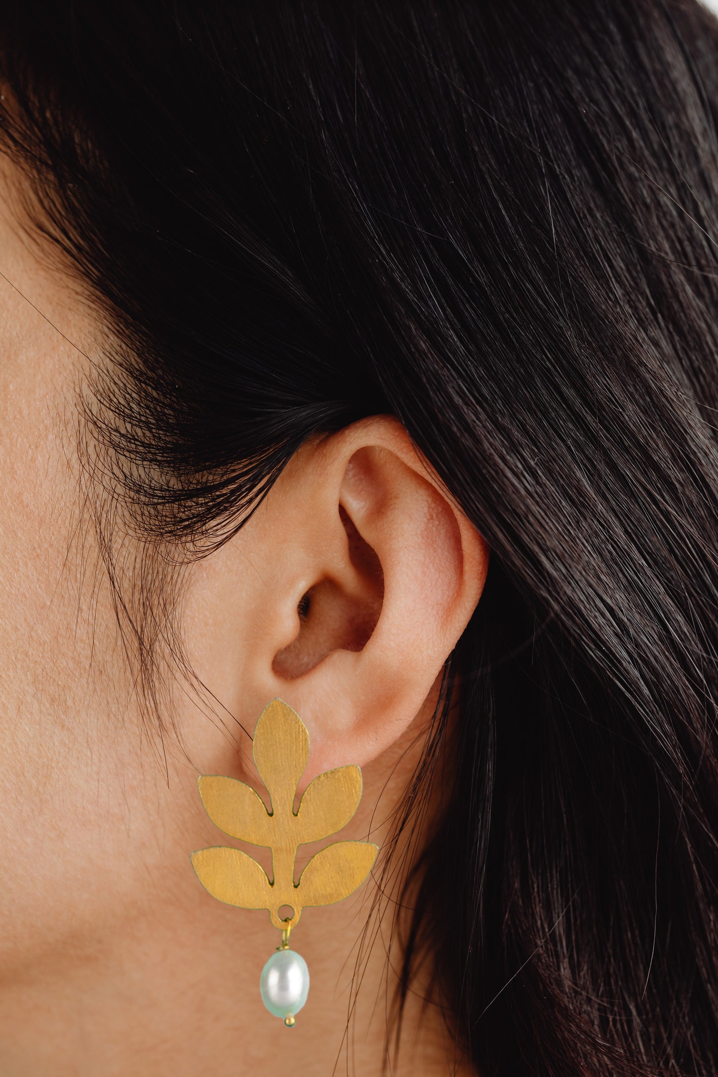 925 Sterling Silver Gold Plated Earring with Pearl Drop