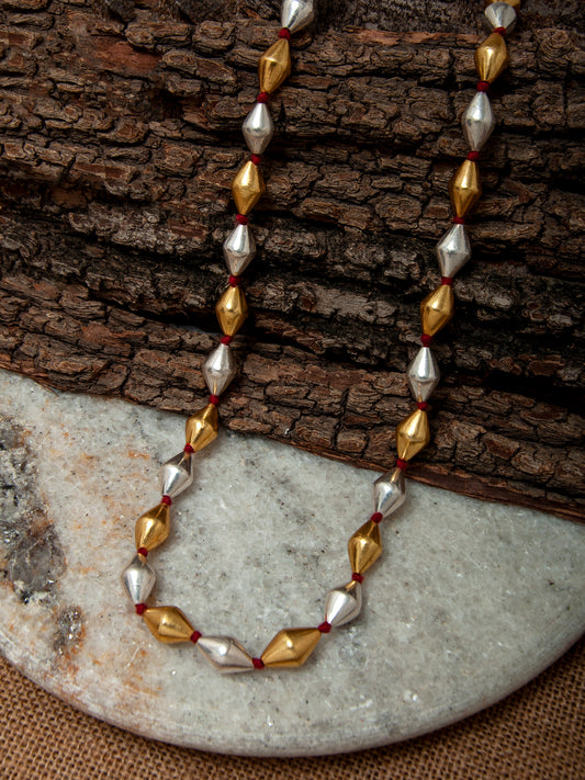 925 Sterling Silver Two Tone Big Dholki Necklace