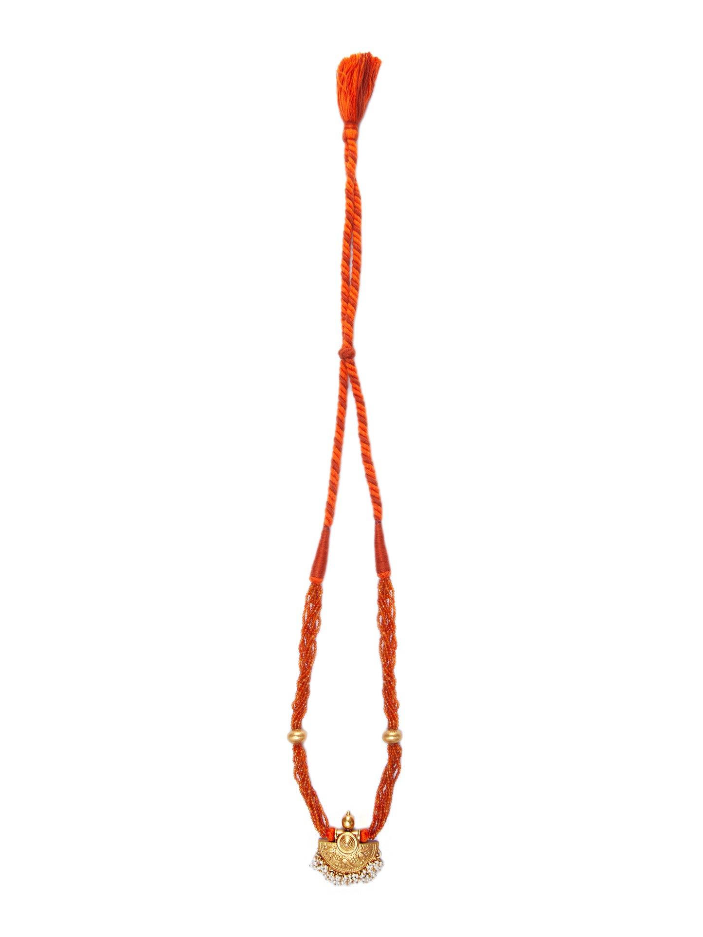 925 Sterling Silver 22K Gold Plated Necklace With Carnelian Beads and Pearl