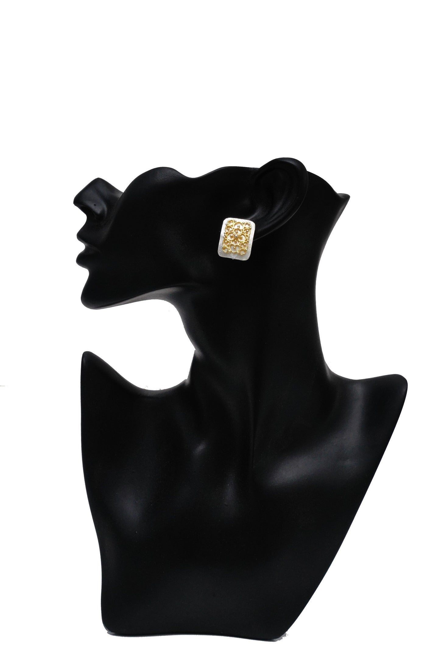 925 Silver Two Tone Earrings with Pearls and Kundan - Neeta Boochra Jewellery