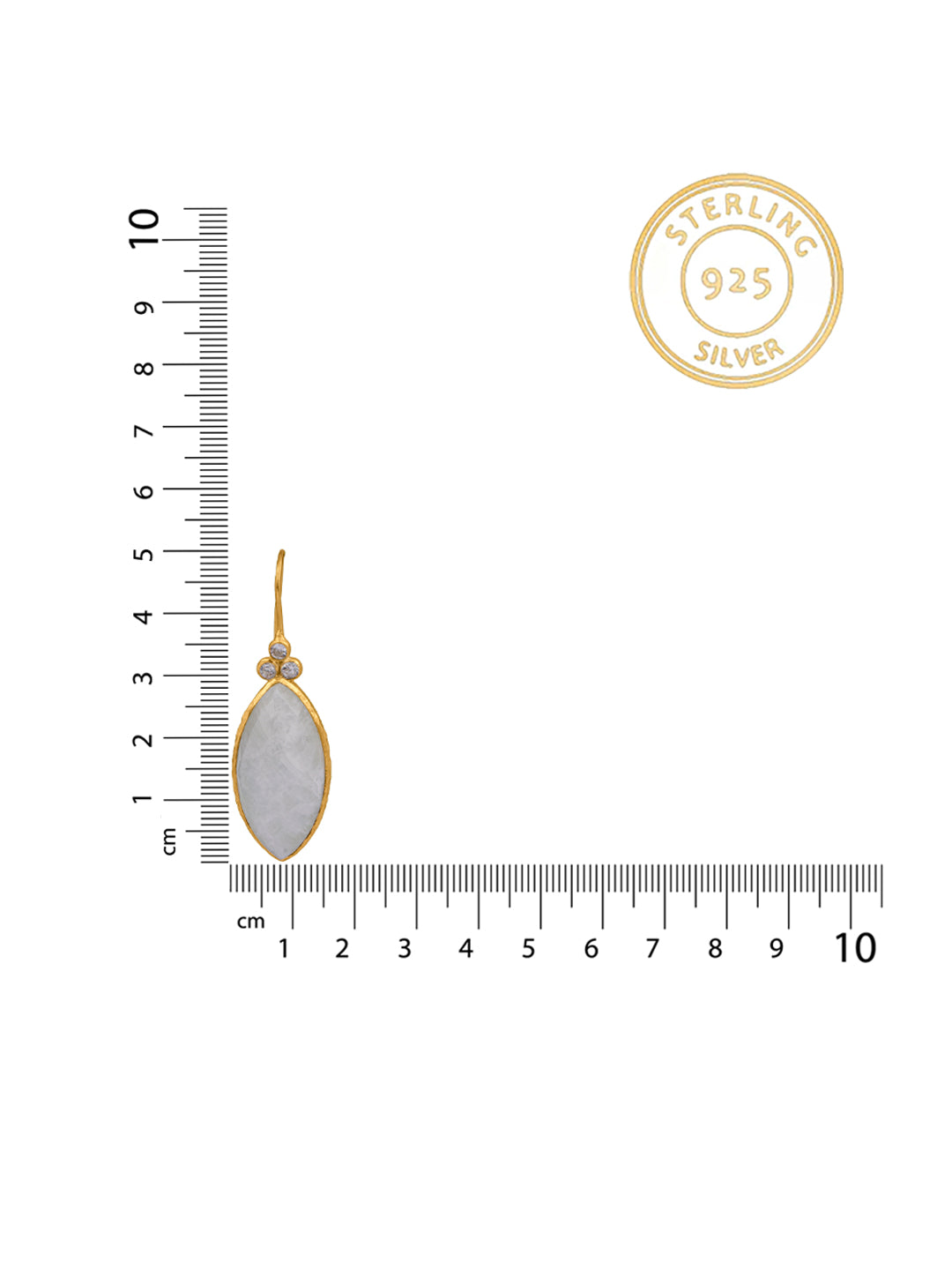 Rainbow Moonstone and Pearl Gold Plated Dangler