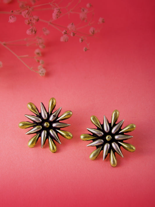 925 Sterling Silver Two Tone 22K Gold Earring