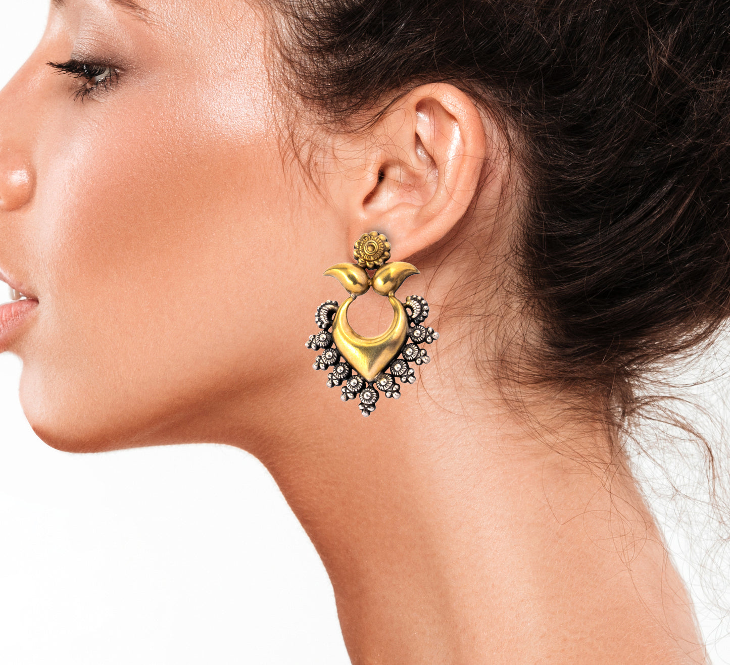 925 Sterling Silver Two Tone Earrings