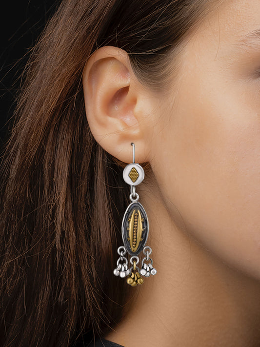 Two Toned Rawa Dangler with Ghungroo